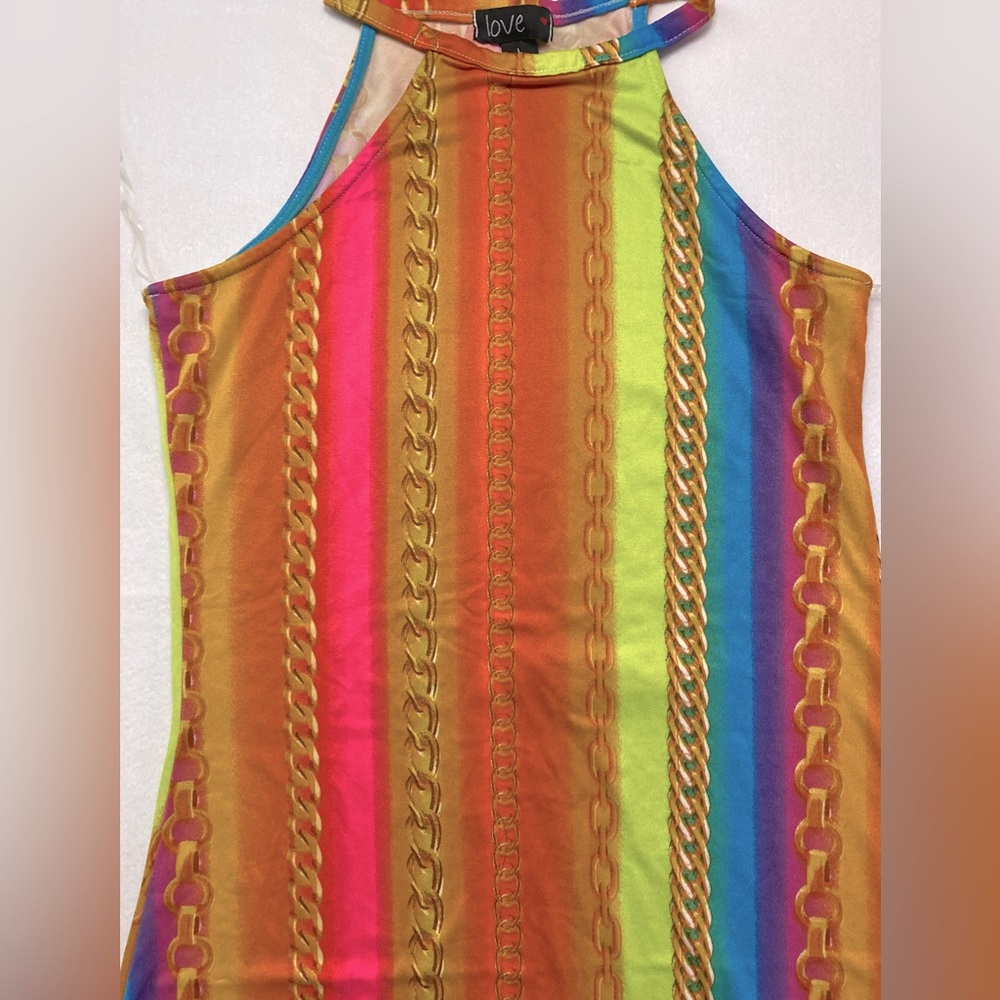 Love Orange Yellow Graphic Maxi Sun Dress Size L  NWOT Never worn